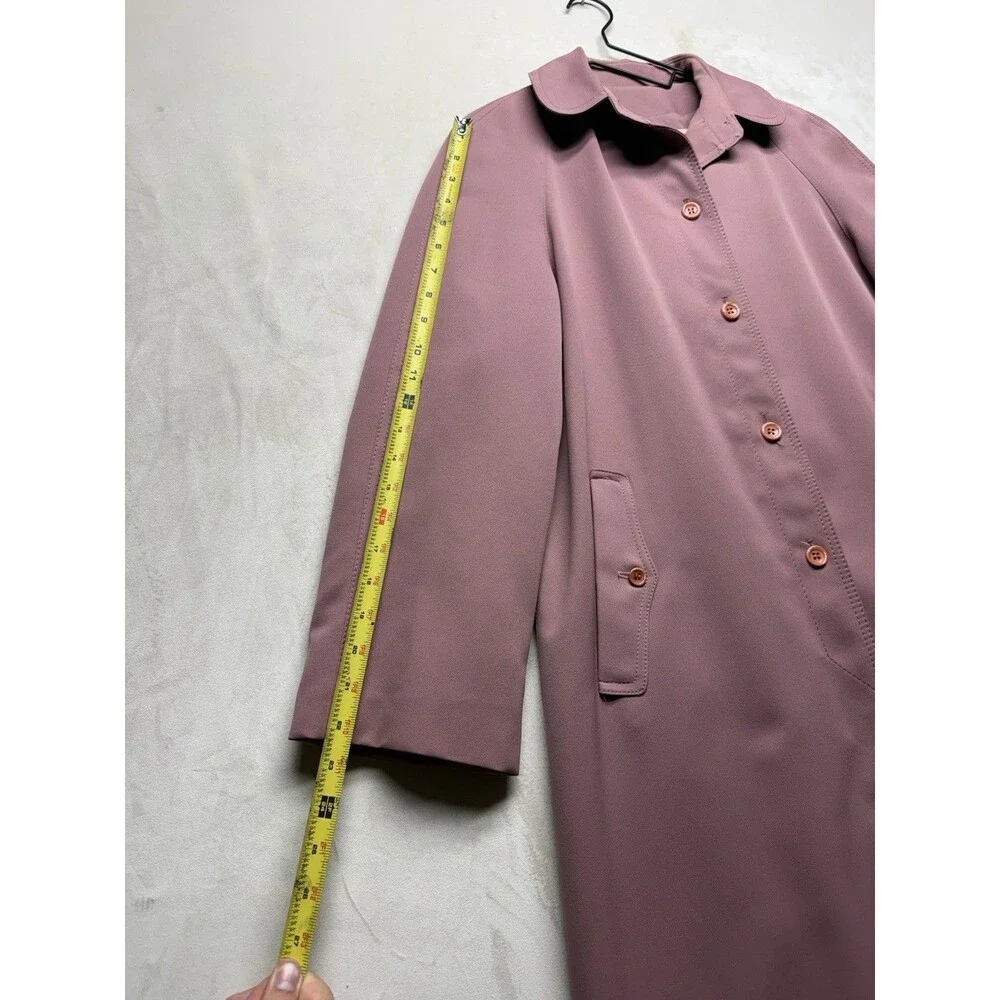 Vintage 80s Forecaster of Boston Women's M Trench Coat Woven Polyester Raincoat - Picture 4 of 6